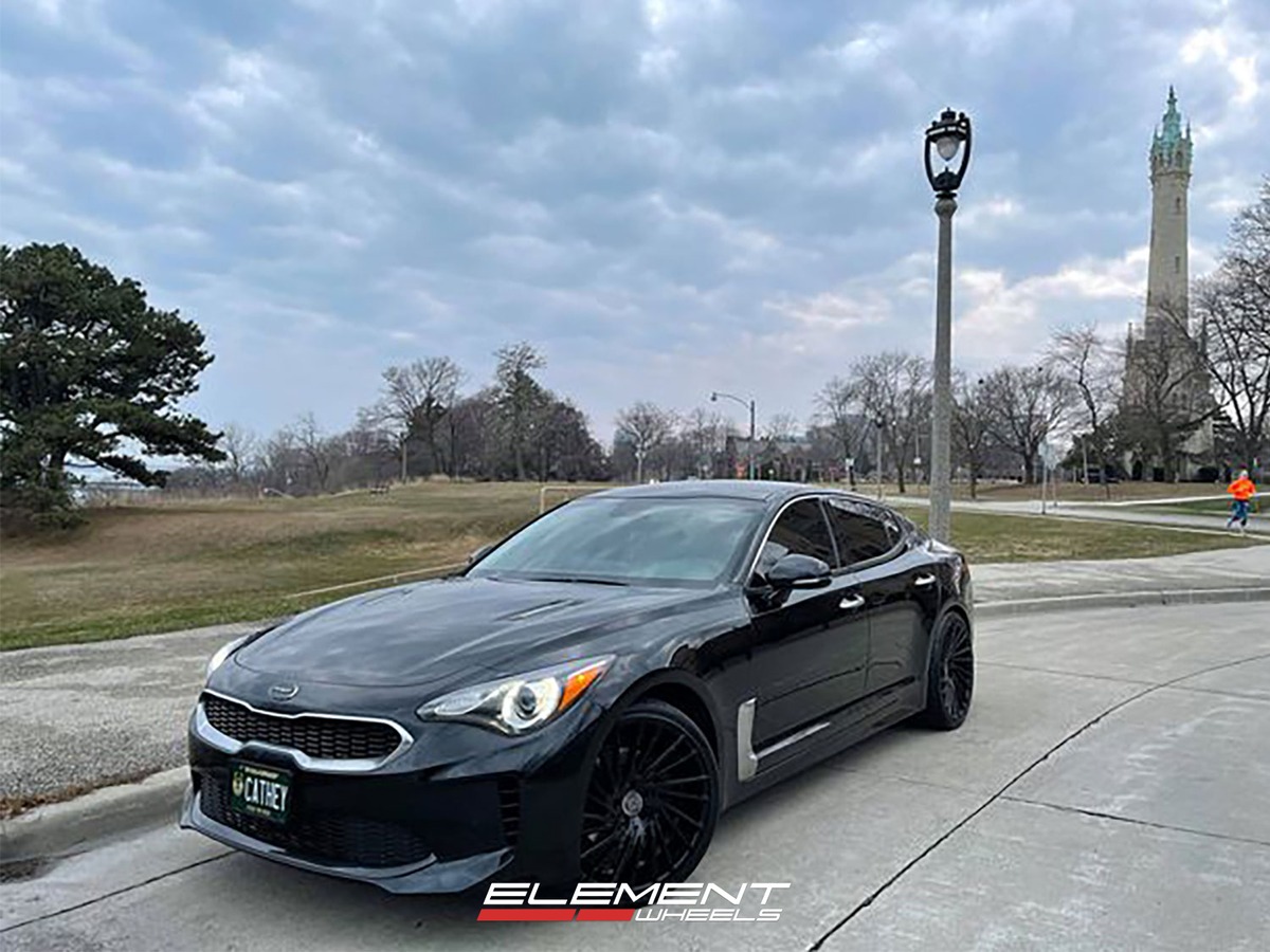 20 inch Staggered Lexani Wraith Full Gloss Black on a 2018 Kia Stinger