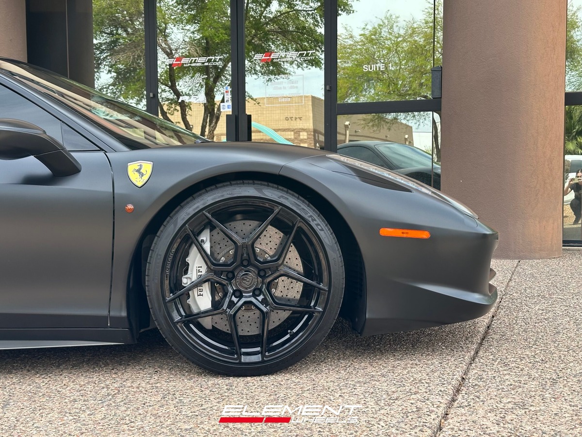 20 inch Rohana RFX11 Gloss Black On 2011 Ferrari 458 w/ Carbon