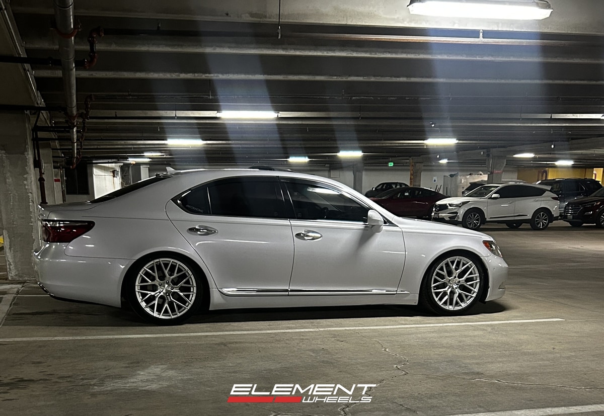 Staggered 20 inch Aodhan AFF9 in Gloss Silver Machined on an Lexus LS460