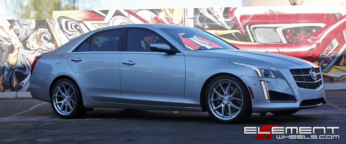 19 in staggered Ferrada FR2 Machine Silver W/ Chrome Lip on a 2014 Cadillac CTS Sedan V-Sport w/ Specs