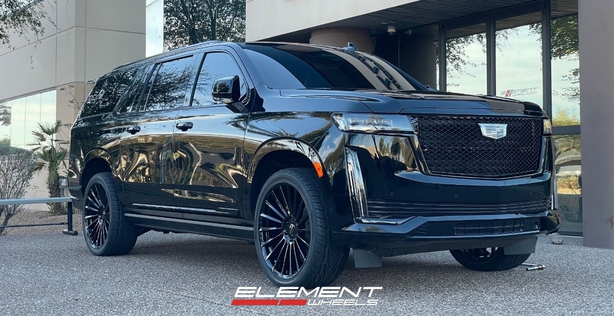 24 Inch Koko Kuture Urfa FF in Gloss Black on a 2022 Cadillac Escalade