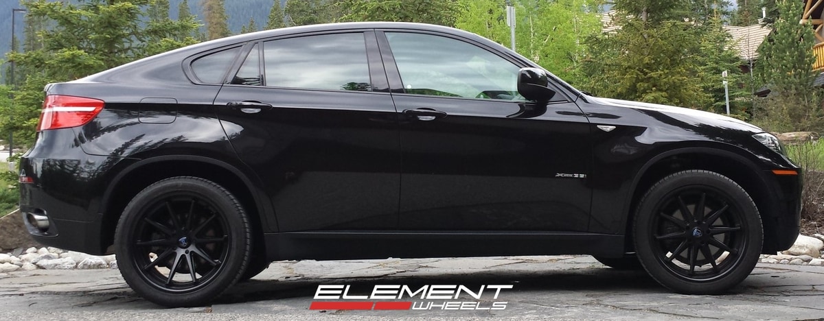 20 inch Staggered Rohana RC10 All Matte Black on 2012 BMW X6 w/ Specs