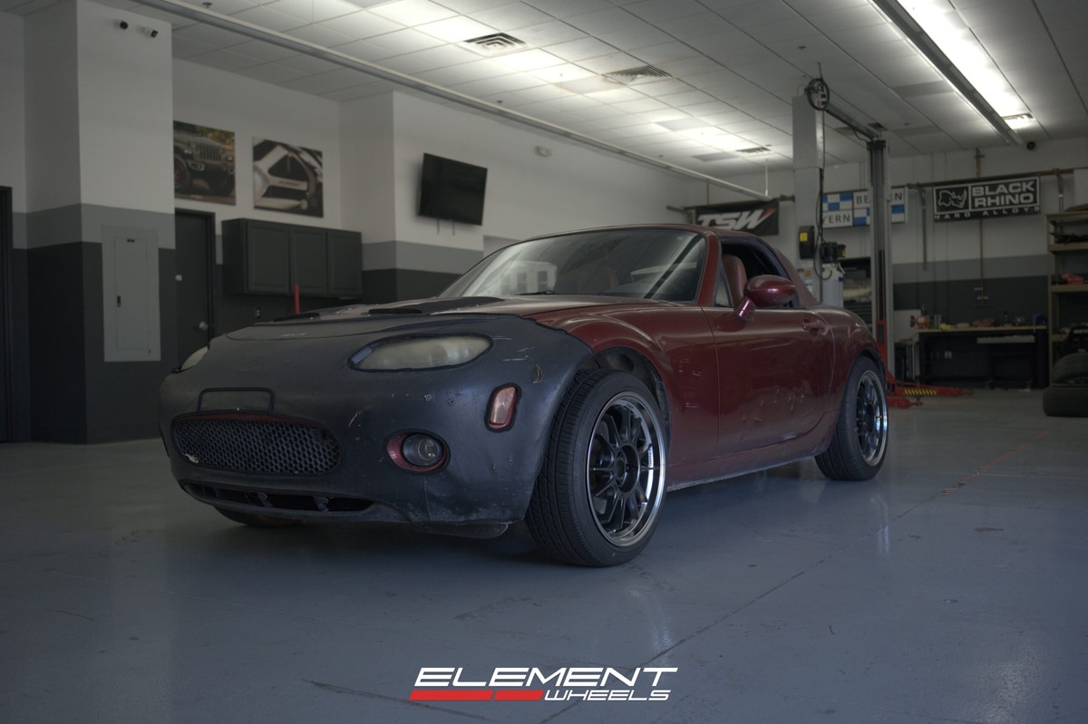 17 Inch Kansei Hypergram in Metallic Carbon w/ Machined lip on 2007 Mazda MX-5 Miata