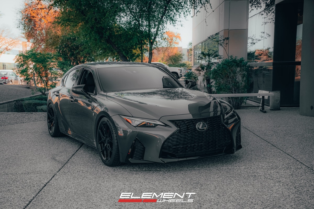 19 Staggered Vossen HF-5 in Gloss Black on a 2024 Lexus IS 350 F Sport