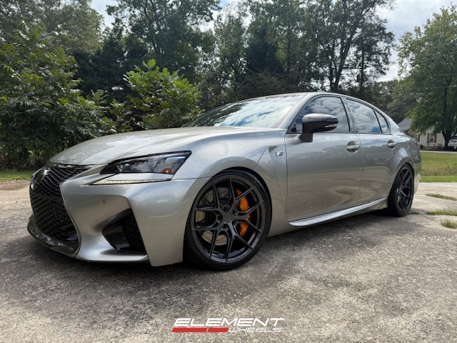 Staggered 20 inch Avant Garde M580R in Gloss Forge Charcoal on a 2017 Lexus GS-F