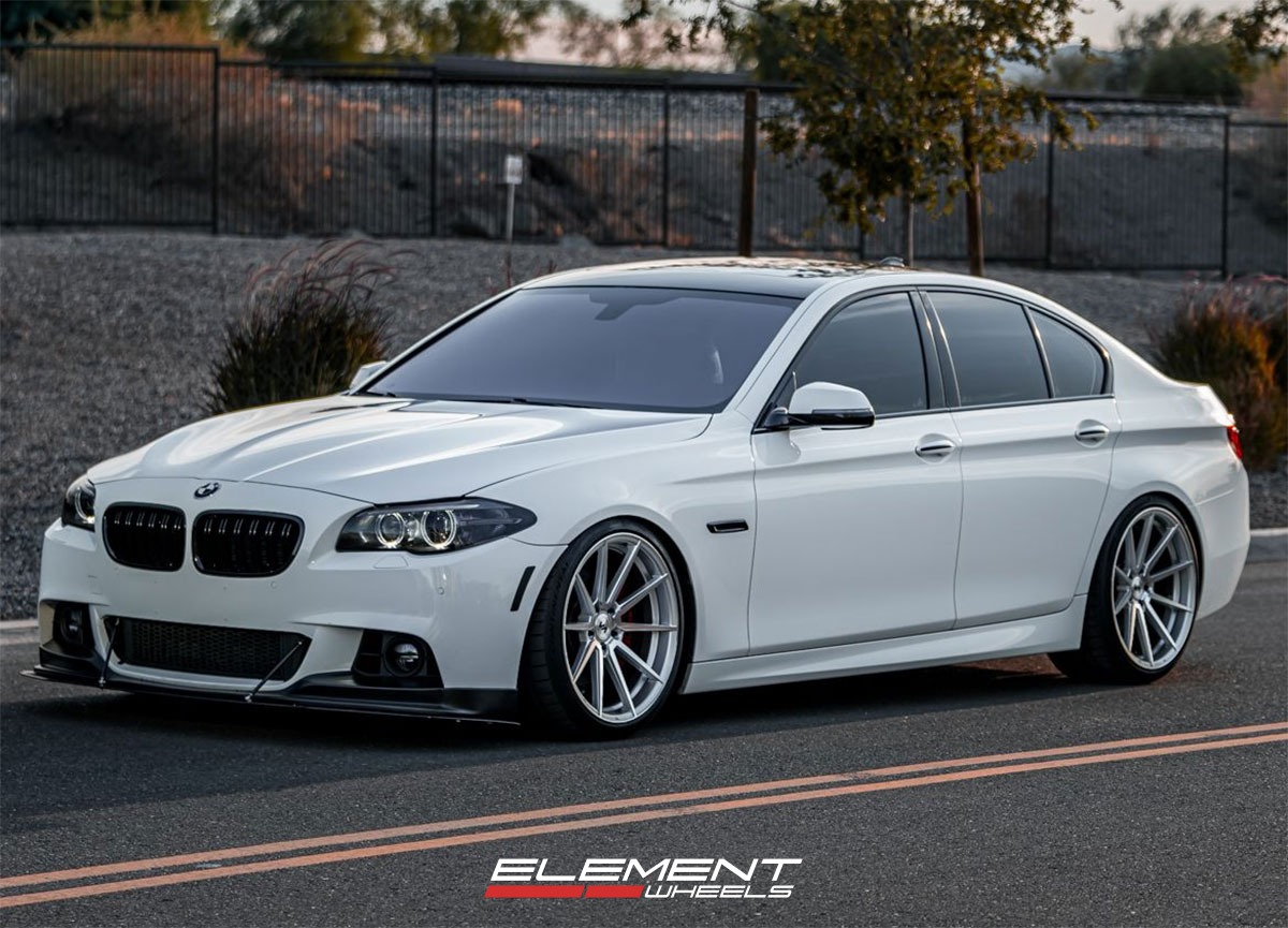 20 inch Staggered Variant Argon Silver Mirror 2015 BMW 535i (Stanced Fitment)