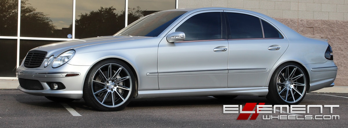 20 inch Staggered Verde V25 Quantum Matte Graphite w/ Machined Face on 2005 Mercedes E55 AMG w/ Specs