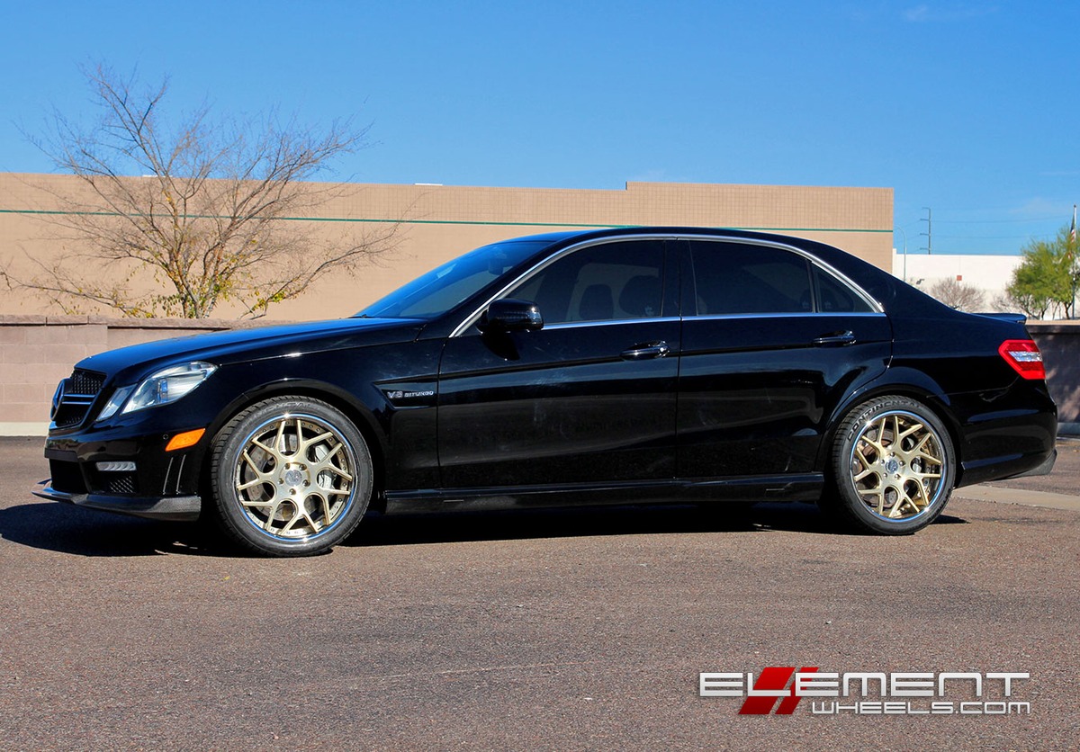 19 inch Staggered Avant Garde F411 Champagne Gold on 2012 Mercedes E63 AMG w/ Specs