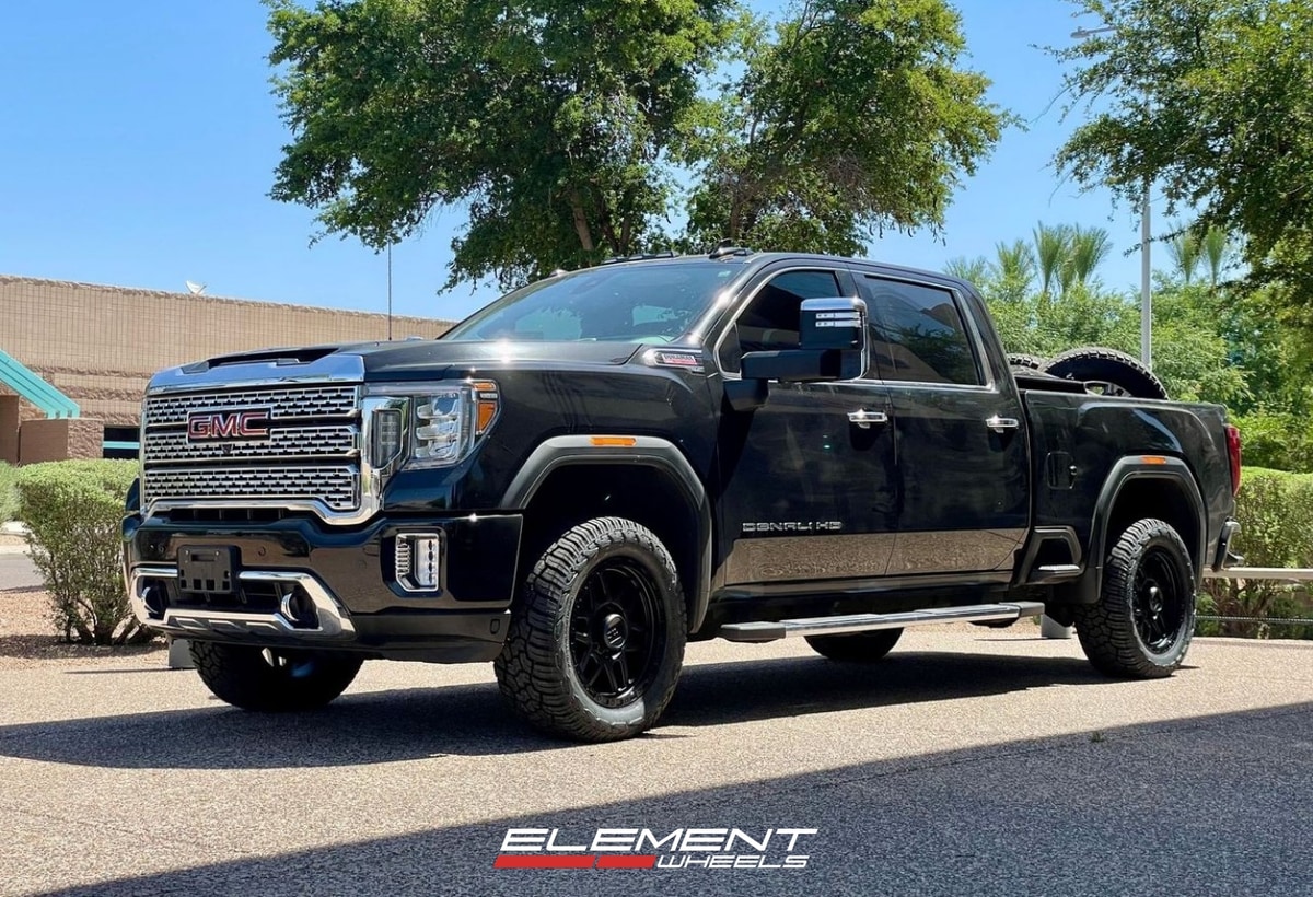 20 inch KMC KM544 Mesa in Satin Black on a 2020 GMC Sierra 2500