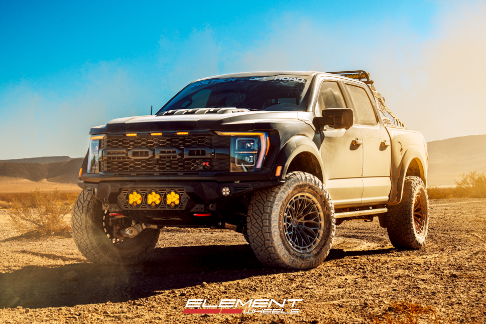 20 Inch Ferrada Wheels Forge8 FTR12 in Obsidian Black on a 2024 Ford F150 Raptor R