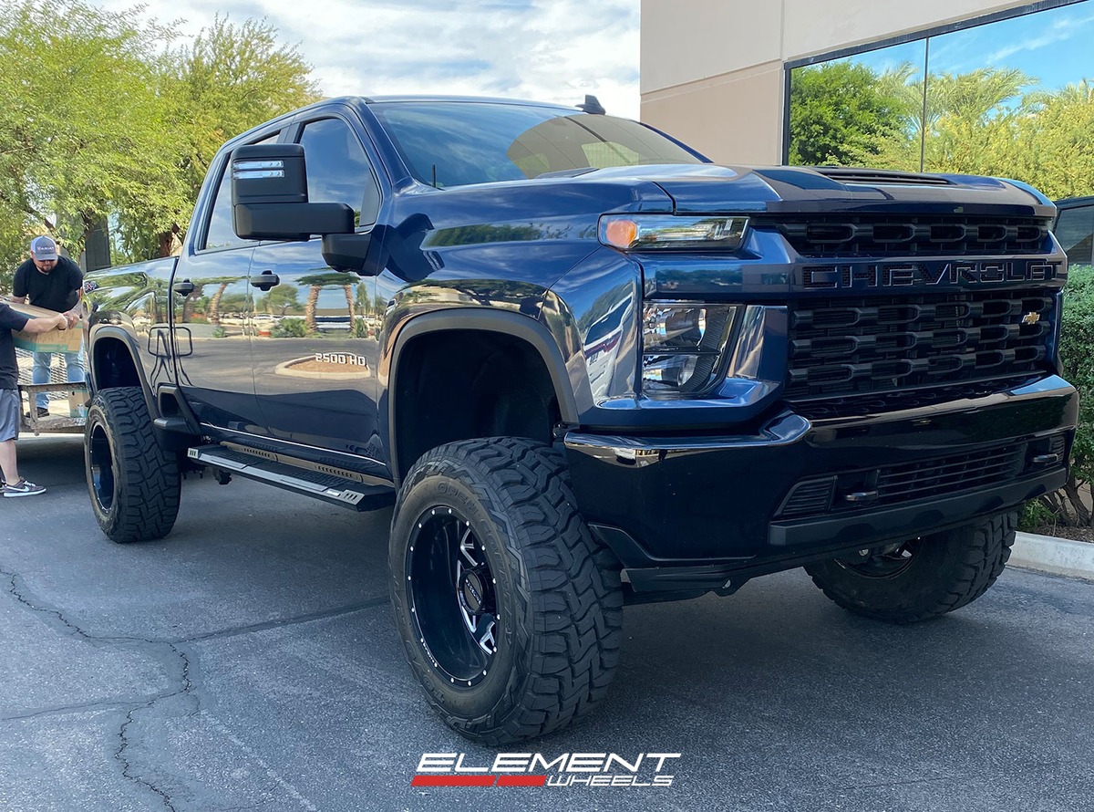 20x12 Raceline Wheels on 2022 Silverado 2500 7" Lift and 37" Tires (Requires Trimming)