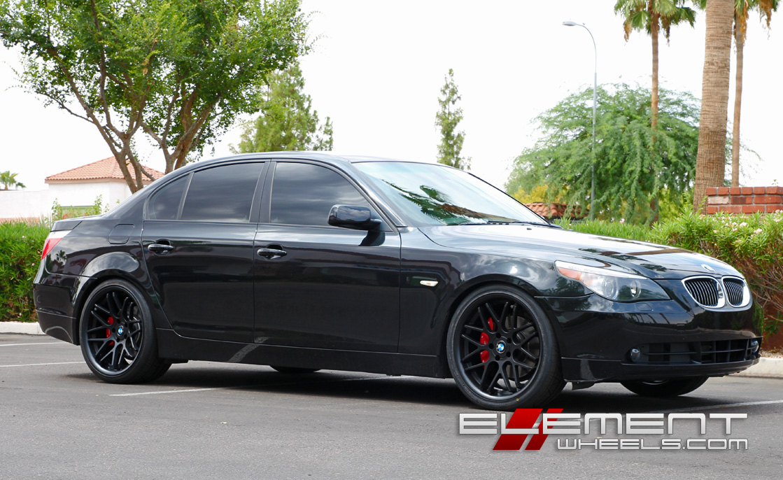 20 inch Staggered Eurotek 06 Black on 07 BMW 5 Series w/ Specs