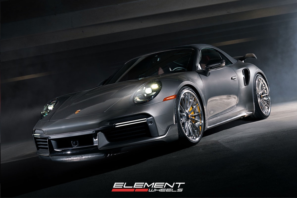 21/22 Double Staggered Variant NTZ-3P Brushed Titanium w/ Polished Lip on a 2024 911 Porsche Turbo S w/ Carbon Ceramic Brakes (Centerlock)