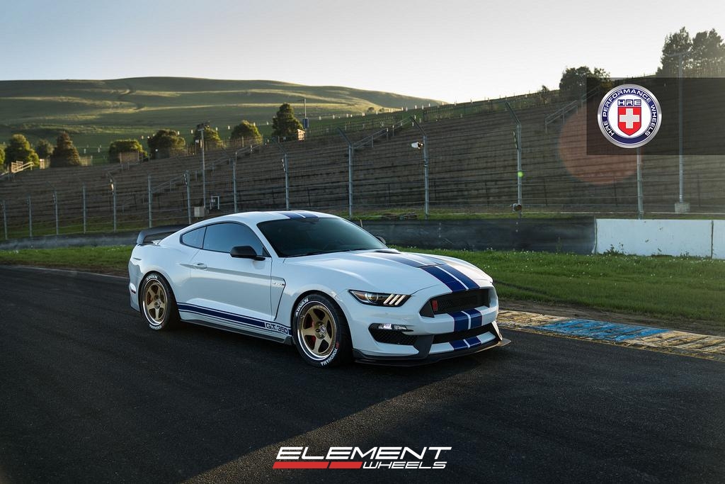 20 Staggered HRE 305 GTS Satin Gold on a 2017 Ford Mustang GT350