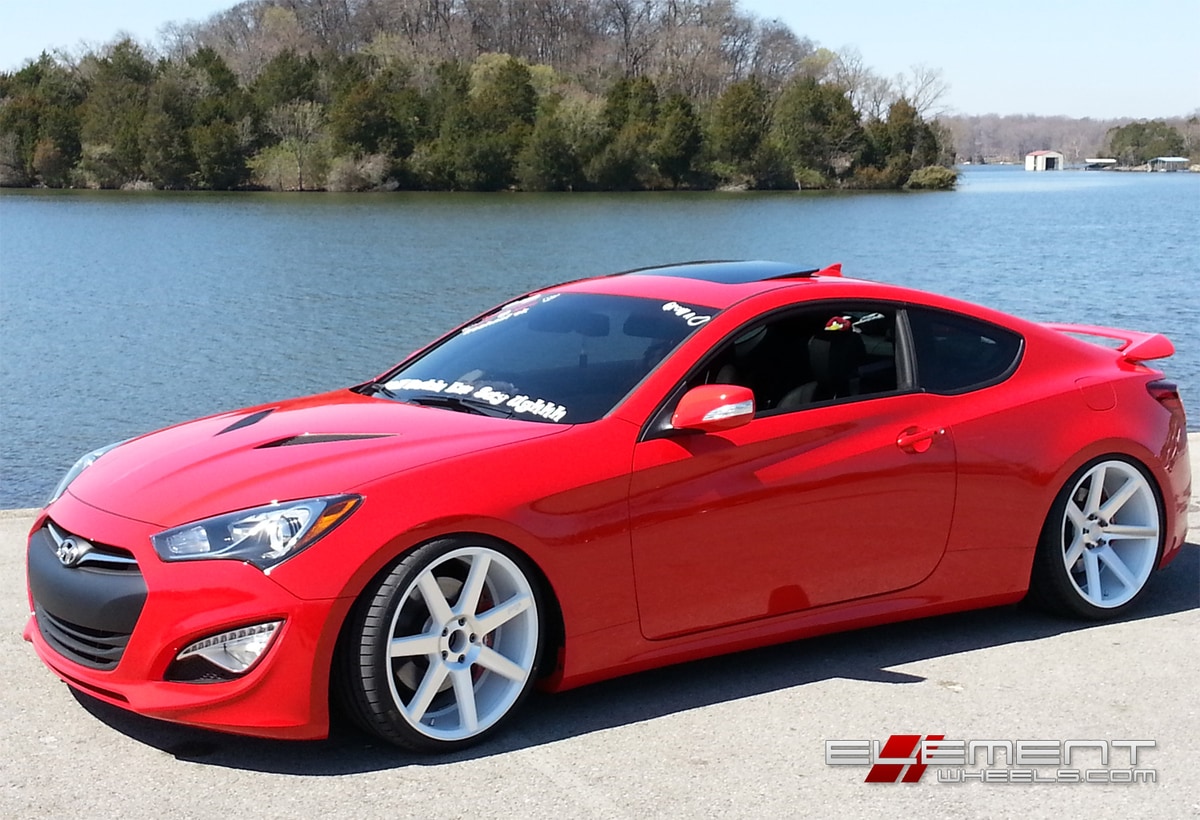Niche Verona White w/Machined Face on Hyundai Genesis Coupe w/ Specs