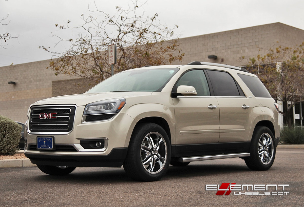 20 inch Milanni 460 Bel Air 6 Chrome w/ Gloss Black Inserts wheels on 2015 GMC Acadia w/ Specs