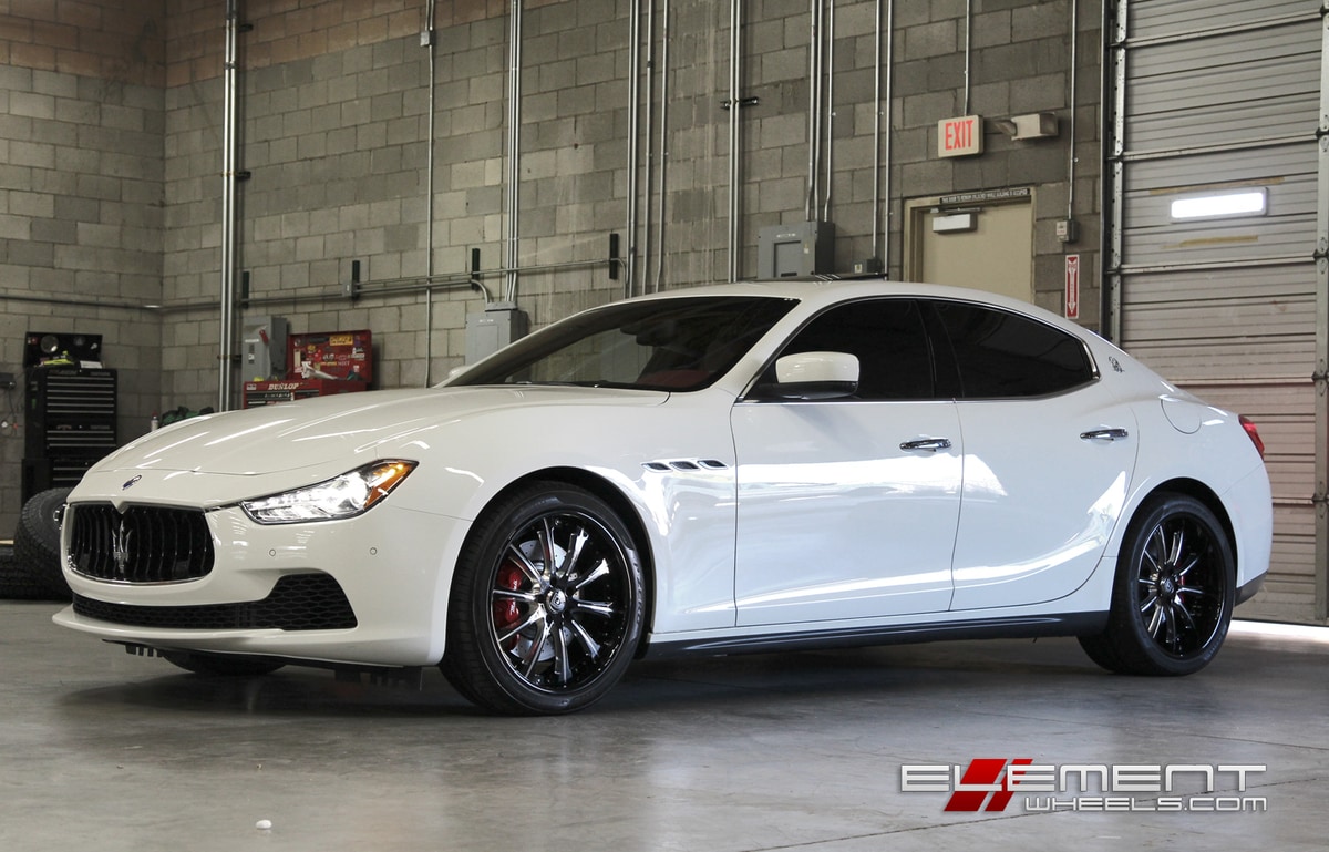 20 inch Staggered Lexani LF707 (Multi Piece) Gloss Black Machined on 2015 Maserati Ghibli w/ Specs