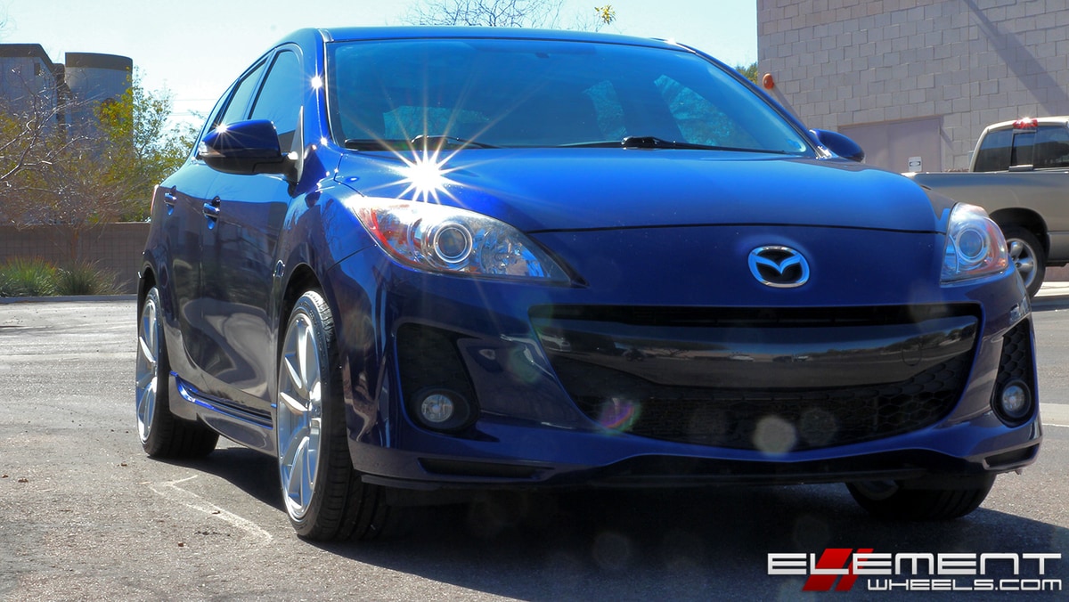 18x8.5 Rotiform SPF Silver Machined on 2012 Mazda 3 w/Specs