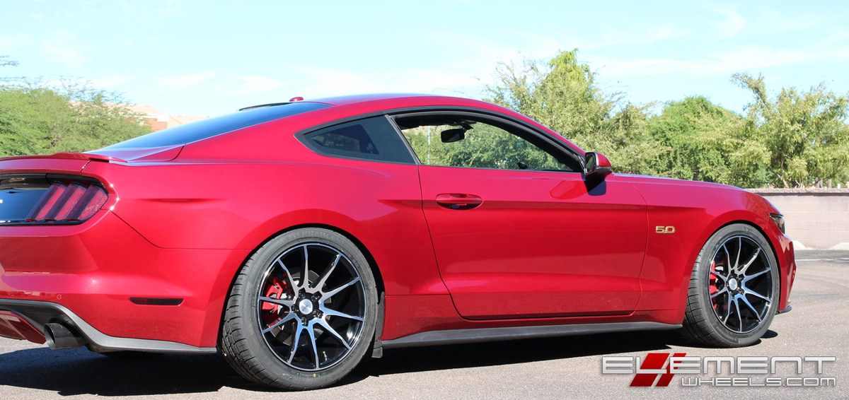 19 inch Black Di Forza BM-12 Gloss Black w/ Machined Face (Concave) on 2015 Ford Mustang GT w/ Specs