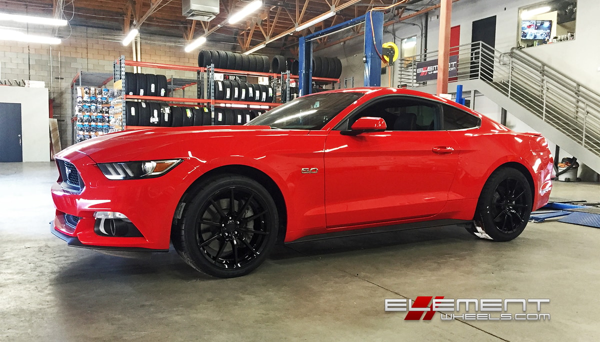 19 inch Staggered MRR M350 GT350 Replica Gloss Black on 2016 Ford Mustang GT w/ Specs