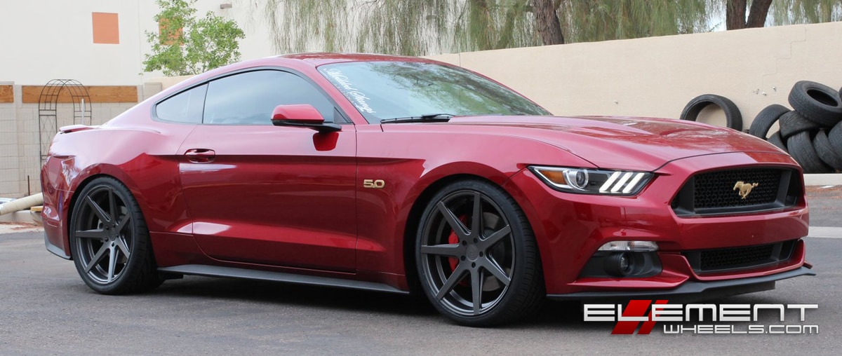 20 inch Rohana RC7 Matte Graphite Staggered on 2015 Ford Mustang GT w/ Specs