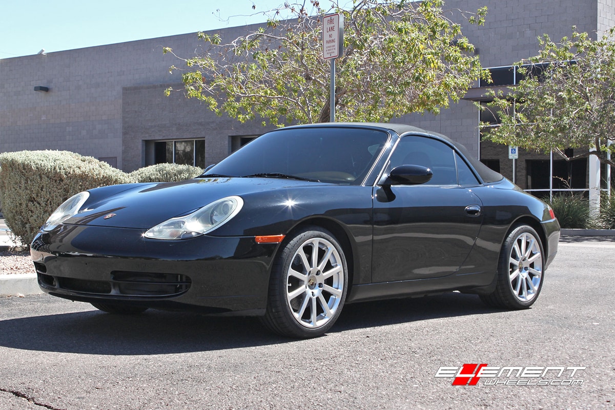 18 inch staggered Victor Equipment Zehn Hyper Silver on Porsche Carrera 2