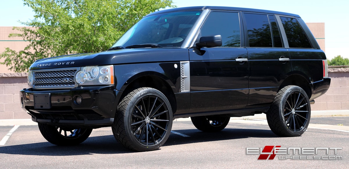 22x10 Lexani Pegasus Gloss Black w/Machined Grooves on 2006 Range Rover HSE w/ Specs