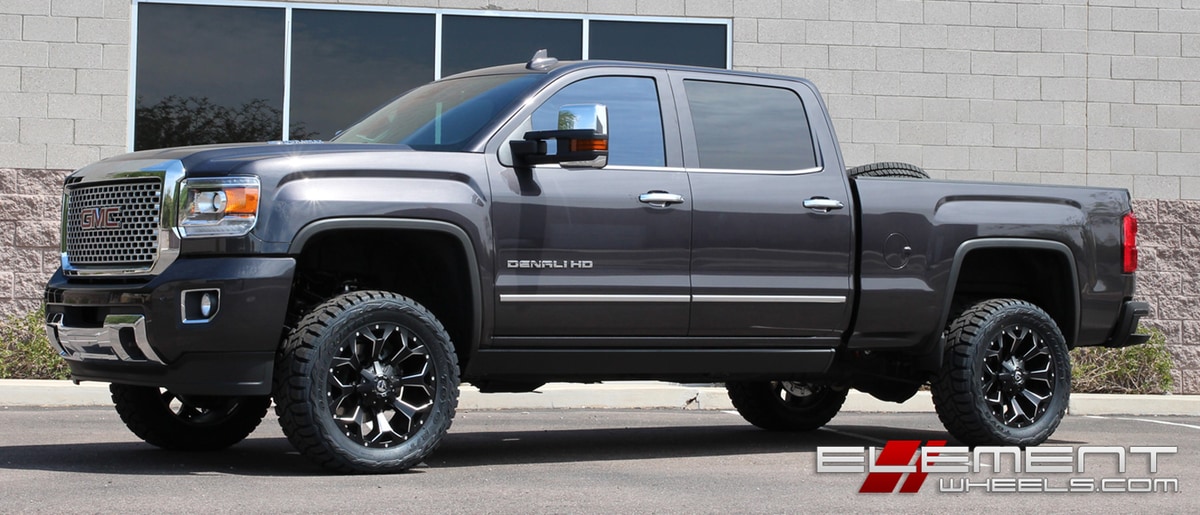 20 inch Fuel Off-Road Assault Black Milled on 2015 GMC Sierra 2500 Denali w/ Specs