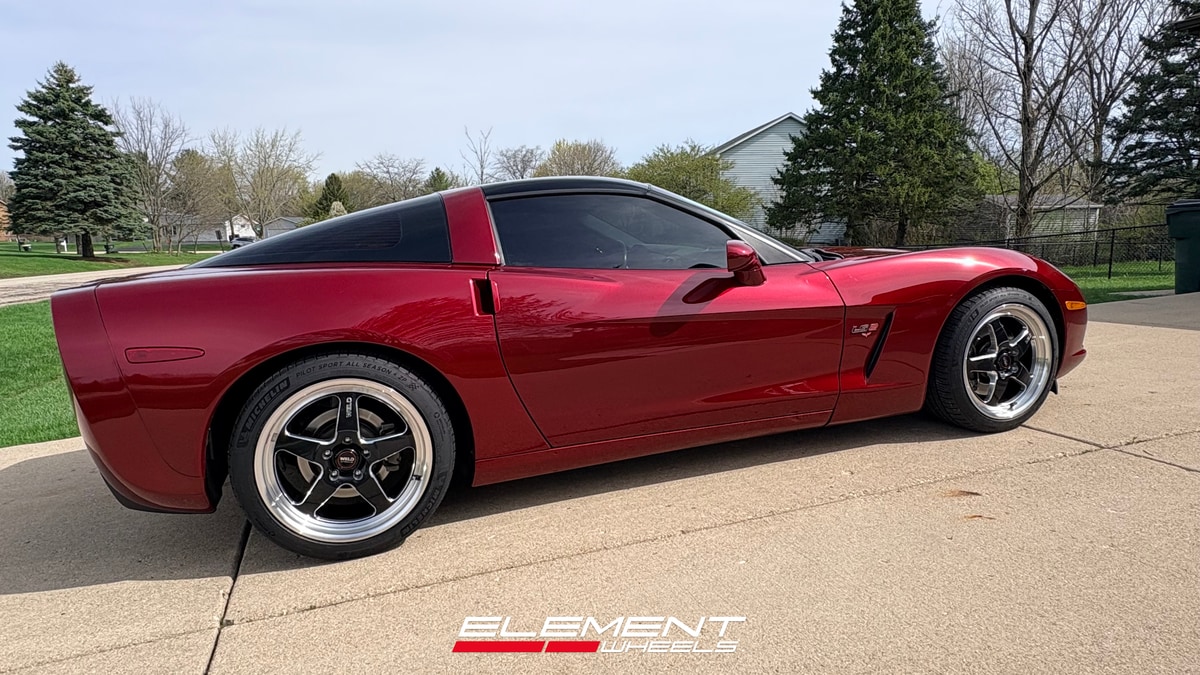 Staggered 18x9.5 | 19x11 Weld Performance Ventura S104 Gloss Black Milled Machined (Rotary Form) on Chevrolet 2005-2013 Chevrolet Corvette C6