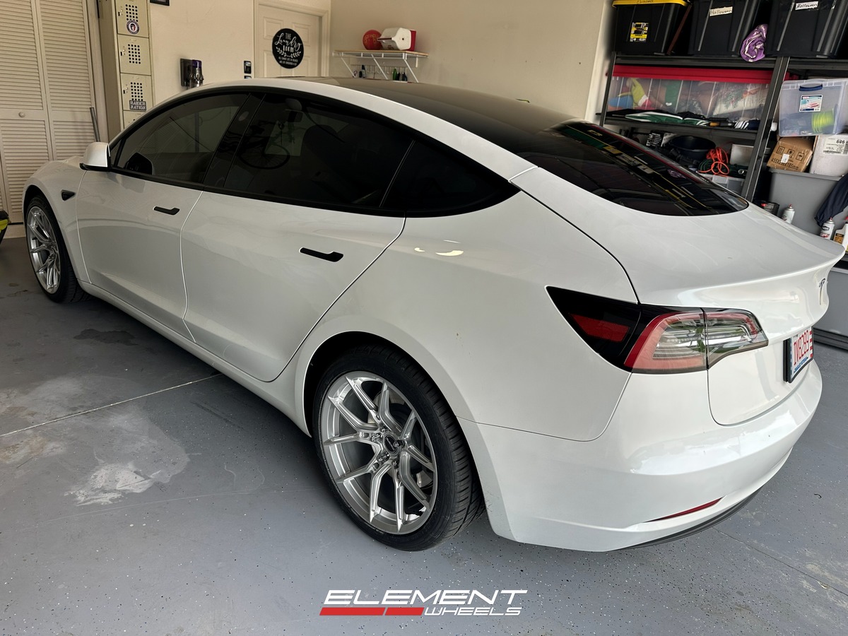 19x9 | 19x10 Staggered Element Forged SF-2 Gloss Silver (Full Forged) on 2017-2025 Tesla Model 3