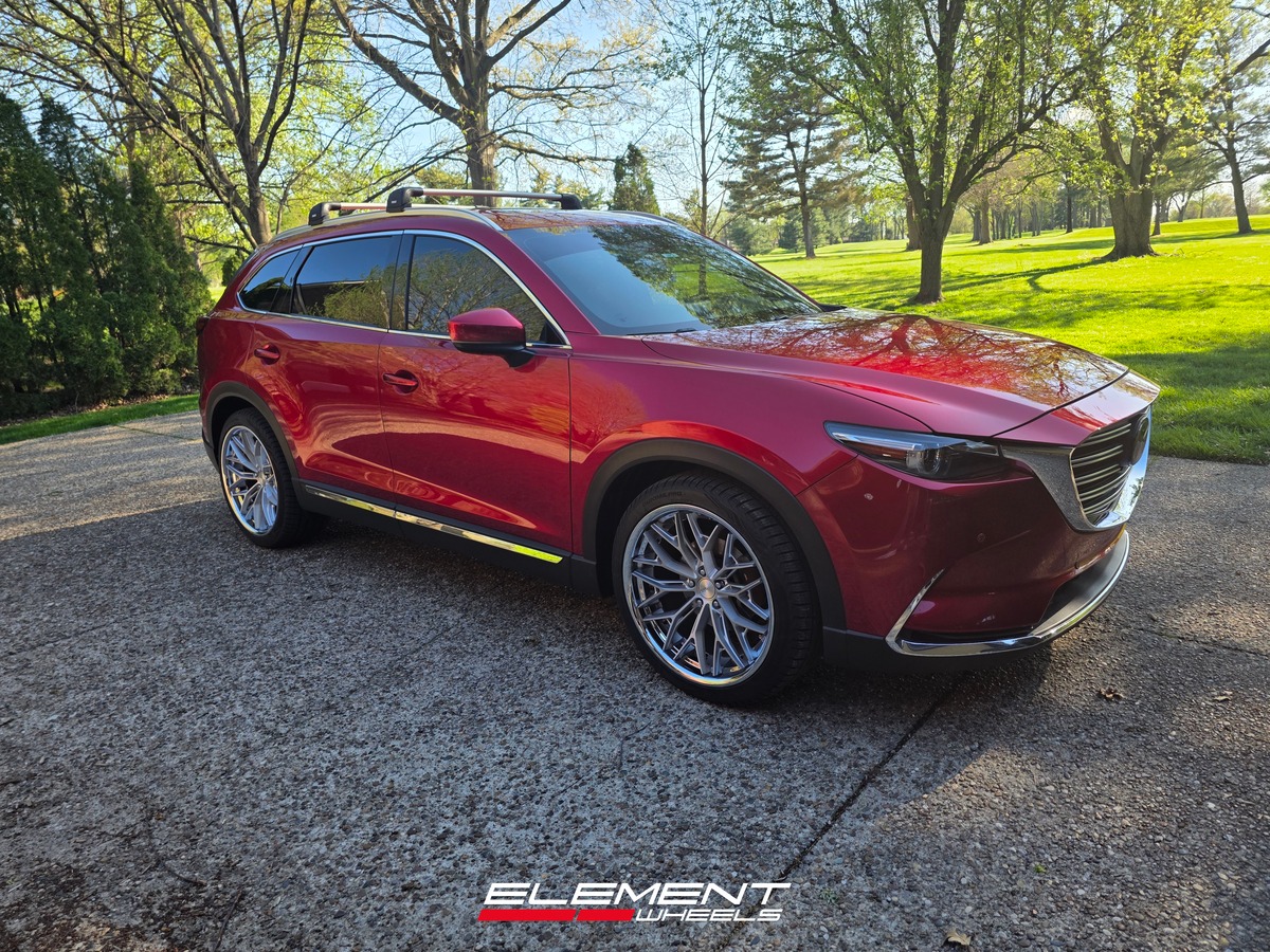 22x10.5 AZAD AZSLS1.0 Brushed Silver w/ Stainless Steel Chrome Lip on 2016-2023 Mazda CX-9