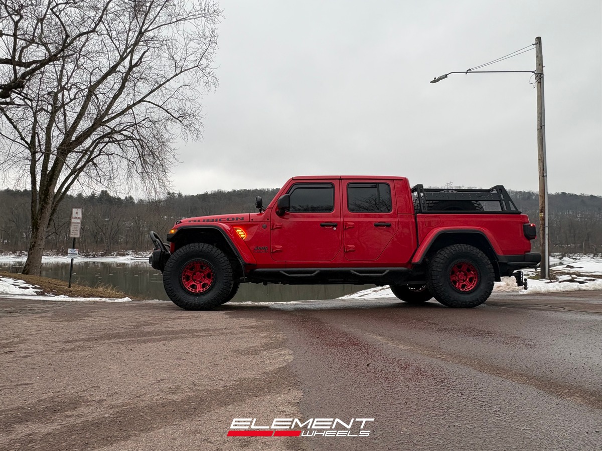 17x9 Black Rhino Reno Candy Red w/ Black Lip & Black Bolts  on 2020-2025 Jeep Gladiator JT