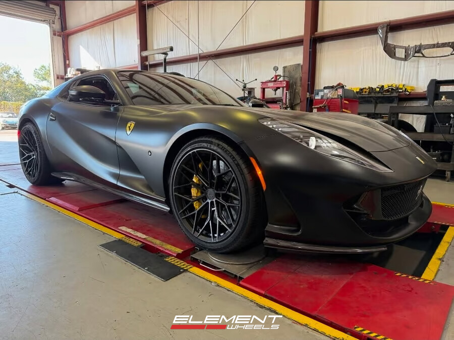 20x10 | 21x12 Staggered Variant Maxim Satin Black (Full Forged) on 2018-2024 Ferrari 812 GTS