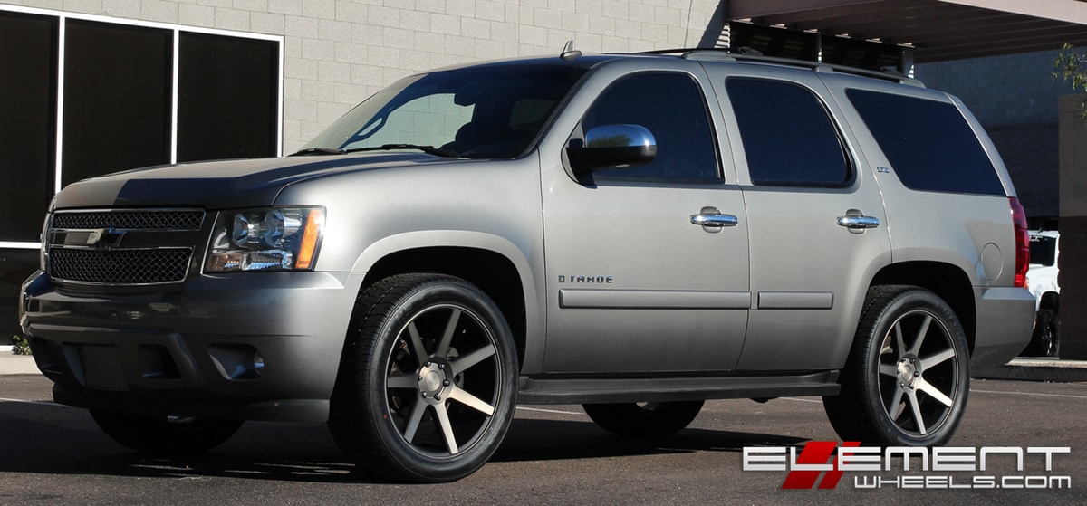 22 inch DUB Future Black/Machined w/ Dark Tint on 2007 Chevy Tahoe w/ Specs