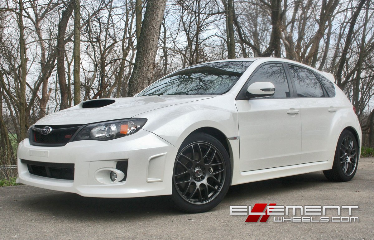 Drag DR34 Matte Gunmetal Wheels on Subaru WRX STI w/ Specs