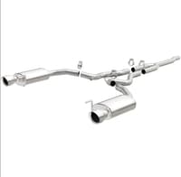 magnaflow cat back, ss, 2.5in, street, dual split polished 4.5in tips 15-22 ford mustang ecoboost 19097