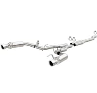 magnaflow cat back, ss, 2.5in, competition, dual split polish 4.5in tips 15-22 ford mustang ecoboost 19191