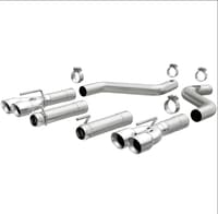 magnaflow axle-back, ss, 3in, quad split rear 3.5 tips 15-22 dodge challenger incl srt hellcat 19206