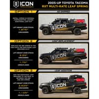 icon 2005-2023 toyota tacoma, multi rate rxt leaf spring pack w/add in leaf 158505