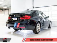 awe tuning 16-20 bmw f3x 340i touring edition axle-back exhaust - diamond black tips (102mm) 3010-33042