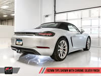 awe tuning 17-21 porsche 718 boxster / cayman track edition exhaust - chrome silver tips 3010-32038