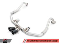 awe tuning 17-21 porsche 718 boxster / cayman track edition exhaust - chrome silver tips 3010-32038