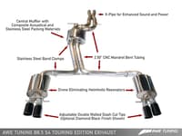 awe tuning 13-16 audi b8.5 s4 3.0t touring edition exhaust system - diamond black tips (102mm) 3010-43012