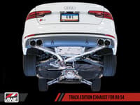 awe tuning 18-21 audi b9 s4 track edition exhaust - non-resonated (silver 102mm tips) 3010-42054
