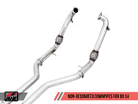 awe tuning 18-21 audi b9 s4 track edition exhaust - non-resonated (silver 102mm tips) 3010-42054