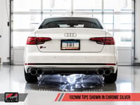 awe tuning 18-21 audi b9 s4 track edition exhaust - non-resonated (silver 102mm tips) 3010-42054