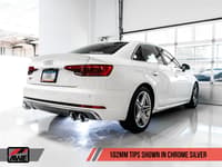 awe tuning 18-21 audi b9 s4 track edition exhaust - non-resonated (silver 102mm tips) 3010-42054