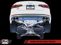awe tuning 18-21 audi b9 s4 touring edition exhaust - non-resonated (silver 90mm tips) 3010-42060
