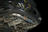 awe tuning 07-09 porsche 997.1 turbo performance muffler w/200 cell cats - diamond black tips 3010-43064
