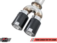 awe tuning 15-20 bmw f8x m3/m4 non-resonated track edition exhaust - carbon fiber tips (96mm) 3010-45010